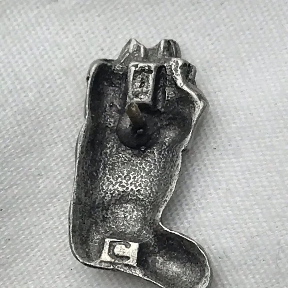 Christmas Stocking Vintage Pin Pewter Holiday Brooch